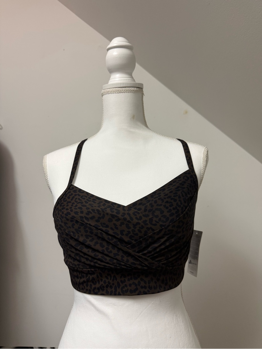 Lands' End Brown Leopard Print Swim Top
